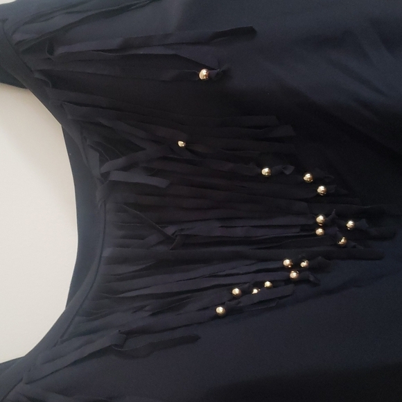 Avenue Black Fringe One Piece Swimsuit new Size 22 - Picture 2 of 8